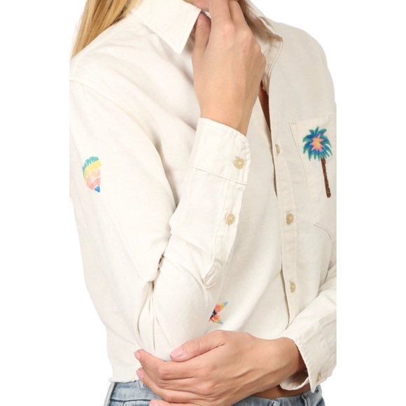 new Mother ✦ Frenchie Fray Button Down Cropped Raw Hem Shirt ✦ Super Lover ✦ XS - Picture 13 of 16